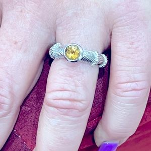 Beautiful original Judith Ripka. Silver & yellow/brown stone. Maybe size 6.5